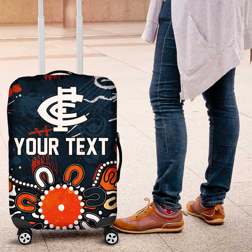 Personalized Carlton Blues Luggage Cover Aboriginal Dot Painting Graffiti Style
