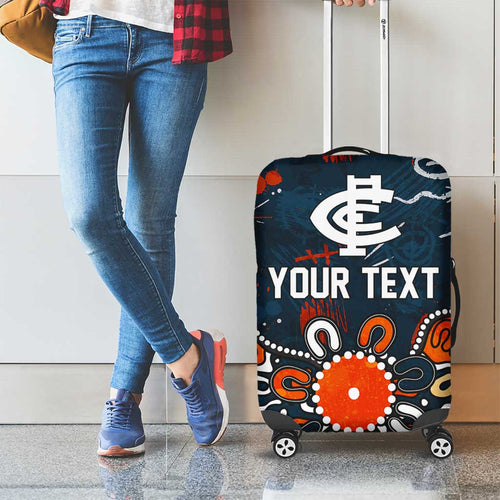 Personalized Carlton Blues Luggage Cover Aboriginal Dot Painting Graffiti Style
