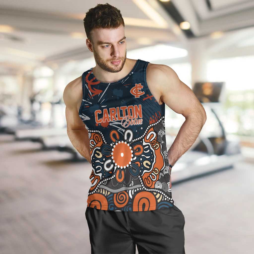 Personalized Carlton Blues Men Tank Top Aboriginal Dot Painting Graffiti Style
