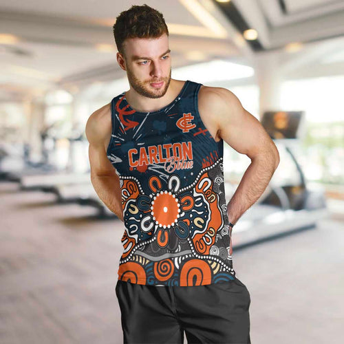 Personalized Carlton Blues Men Tank Top Aboriginal Dot Painting Graffiti Style