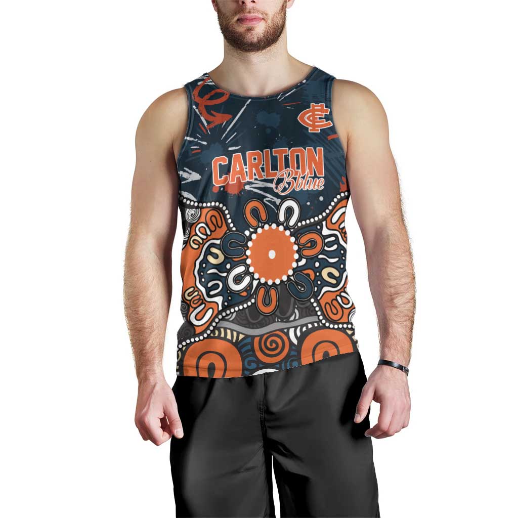Personalized Carlton Blues Men Tank Top Aboriginal Dot Painting Graffiti Style