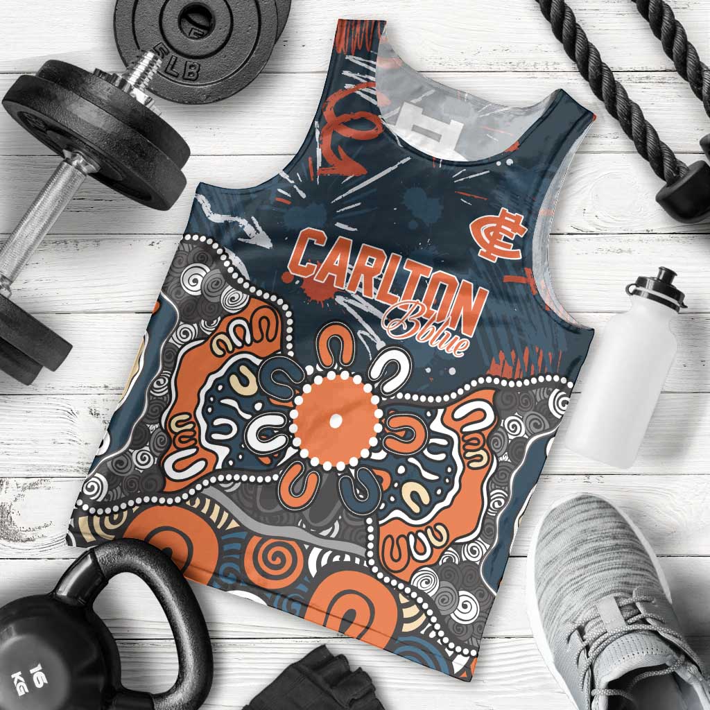 Personalized Carlton Blues Men Tank Top Aboriginal Dot Painting Graffiti Style
