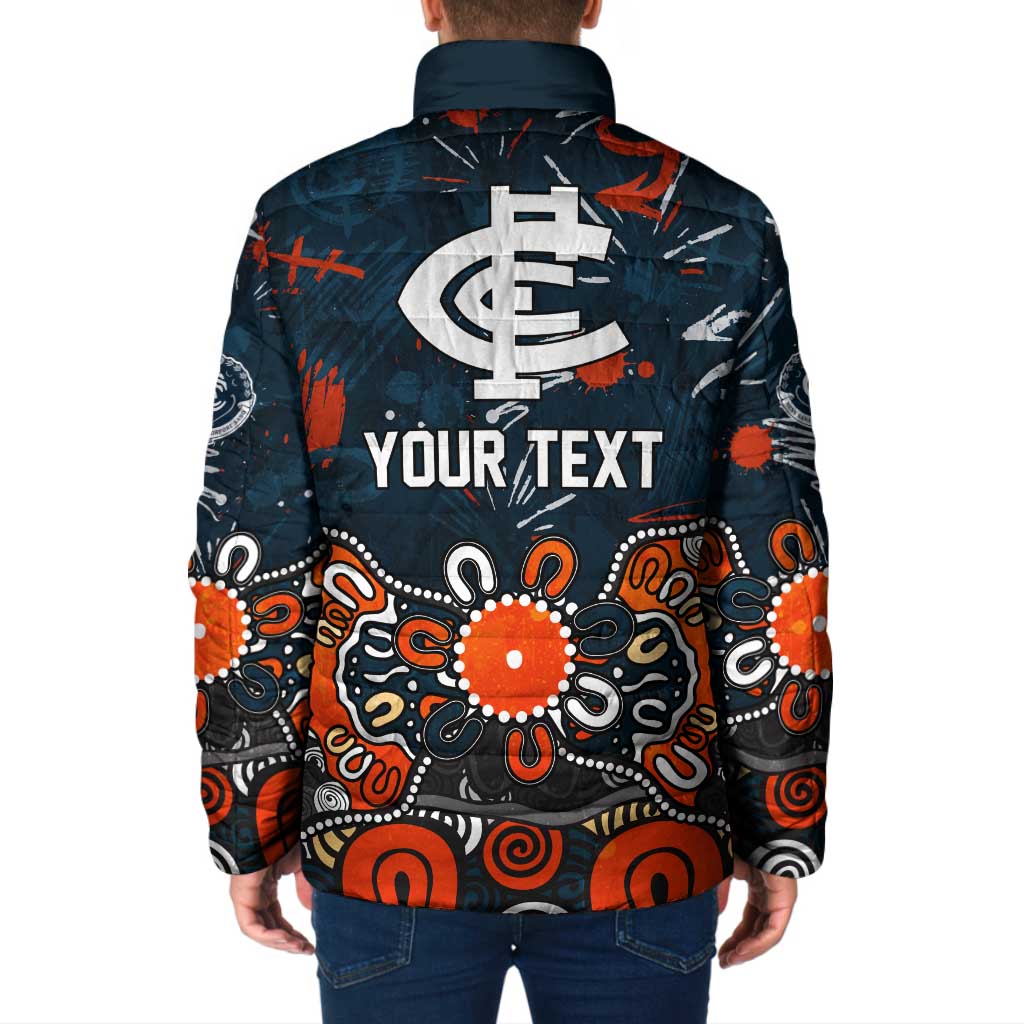 Personalized Carlton Blues Padded Jacket Aboriginal Dot Painting Graffiti Style