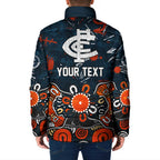 Personalized Carlton Blues Padded Jacket Aboriginal Dot Painting Graffiti Style