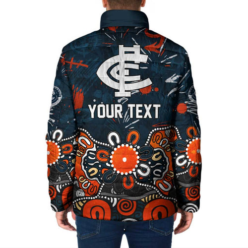 Personalized Carlton Blues Padded Jacket Aboriginal Dot Painting Graffiti Style