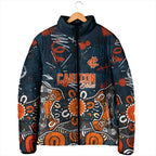Personalized Carlton Blues Padded Jacket Aboriginal Dot Painting Graffiti Style