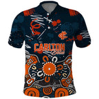 Personalized Carlton Blues Polo Shirt Aboriginal Dot Painting Graffiti Style
