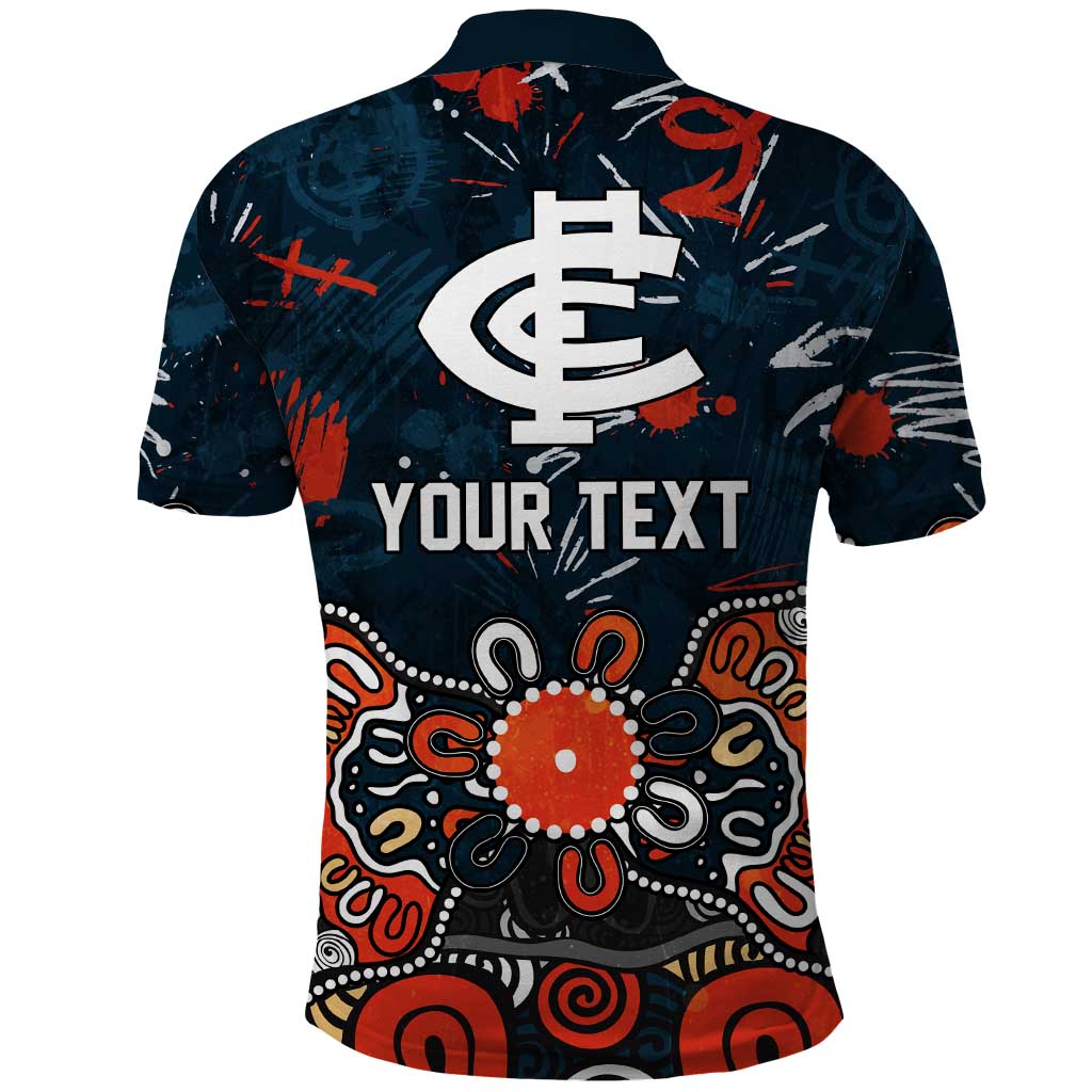 Personalized Carlton Blues Polo Shirt Aboriginal Dot Painting Graffiti Style
