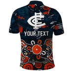 Personalized Carlton Blues Polo Shirt Aboriginal Dot Painting Graffiti Style