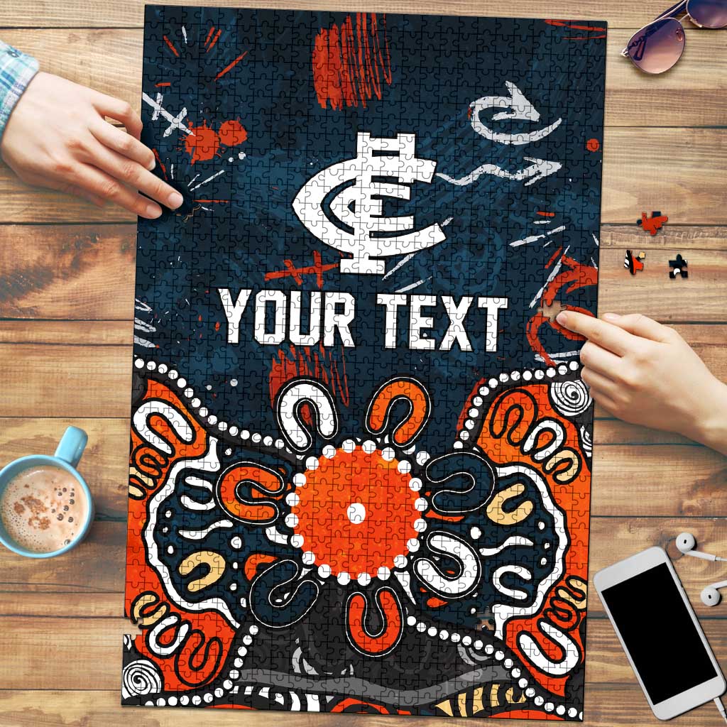 Personalized Carlton Blues Puzzle Aboriginal Dot Painting Graffiti Style