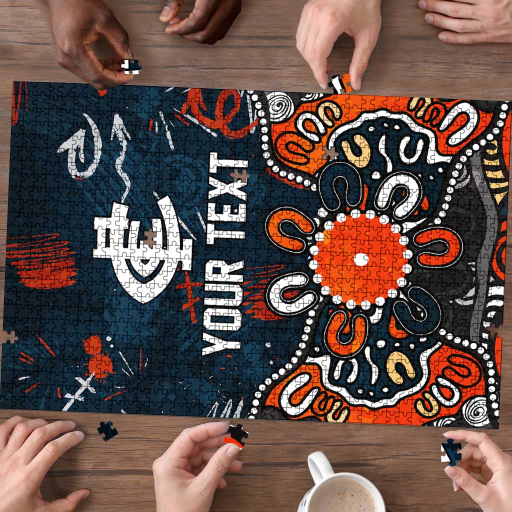 Personalized Carlton Blues Puzzle Aboriginal Dot Painting Graffiti Style