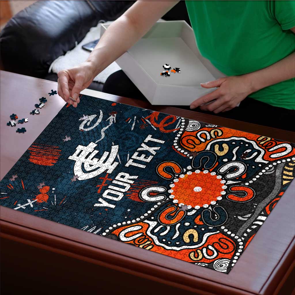Personalized Carlton Blues Puzzle Aboriginal Dot Painting Graffiti Style