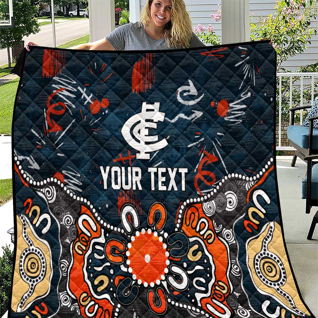 Personalized Carlton Blues Quilt Aboriginal Dot Painting Graffiti Style