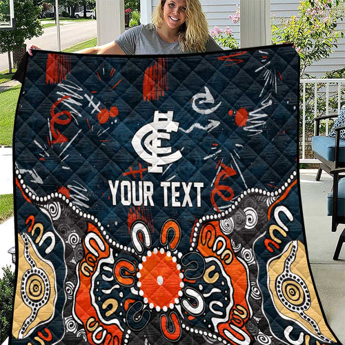 Personalized Carlton Blues Quilt Aboriginal Dot Painting Graffiti Style