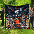 Personalized Carlton Blues Quilt Aboriginal Dot Painting Graffiti Style