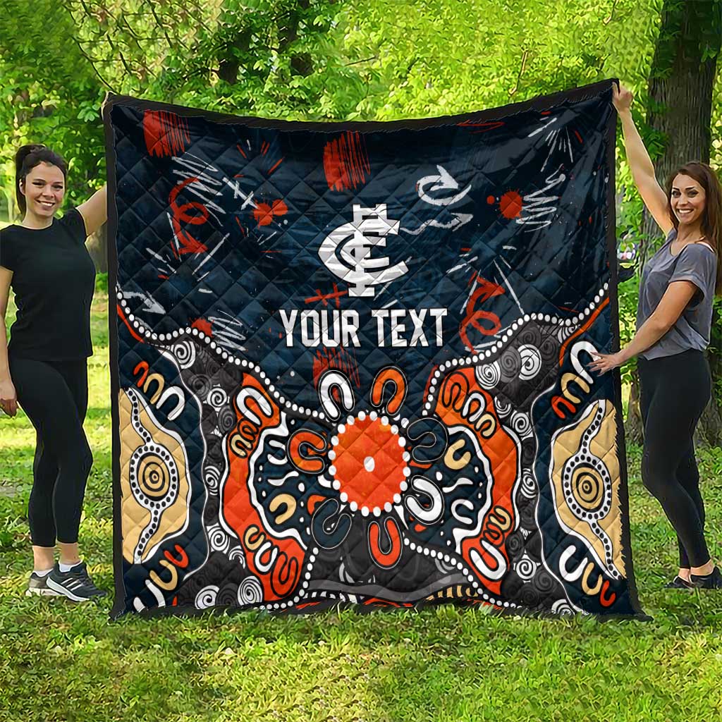 Personalized Carlton Blues Quilt Aboriginal Dot Painting Graffiti Style