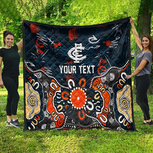 Personalized Carlton Blues Quilt Aboriginal Dot Painting Graffiti Style