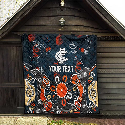 Personalized Carlton Blues Quilt Aboriginal Dot Painting Graffiti Style
