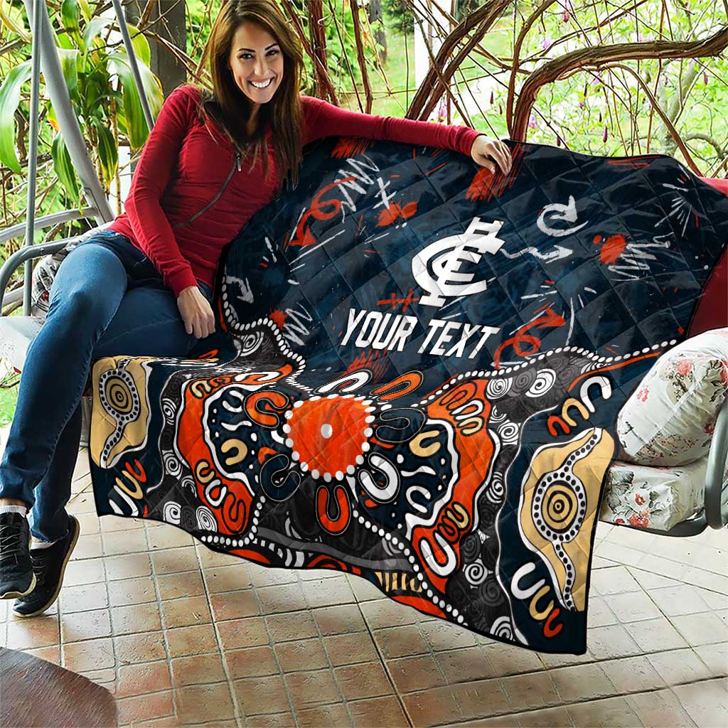 Personalized Carlton Blues Quilt Aboriginal Dot Painting Graffiti Style