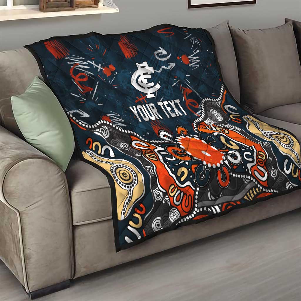 Personalized Carlton Blues Quilt Aboriginal Dot Painting Graffiti Style