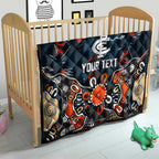 Personalized Carlton Blues Quilt Aboriginal Dot Painting Graffiti Style
