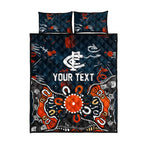 Personalized Carlton Blues Quilt Bed Set Aboriginal Dot Painting Graffiti Style