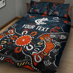 Personalized Carlton Blues Quilt Bed Set Aboriginal Dot Painting Graffiti Style