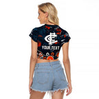 Personalized Carlton Blues Raglan Cropped T Shirt Aboriginal Dot Painting Graffiti Style