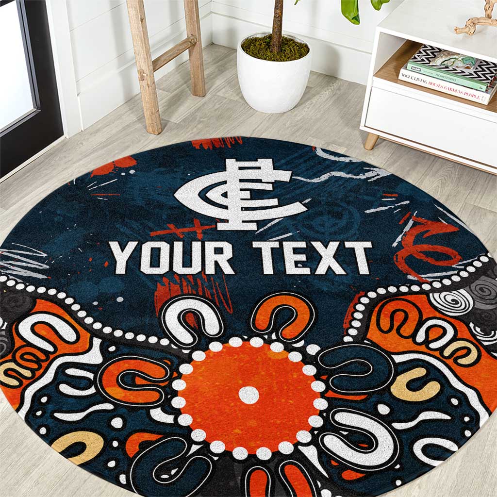 Personalized Carlton Blues Round Carpet Aboriginal Dot Painting Graffiti Style