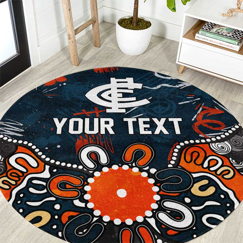 Personalized Carlton Blues Round Carpet Aboriginal Dot Painting Graffiti Style