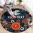 Personalized Carlton Blues Round Carpet Aboriginal Dot Painting Graffiti Style