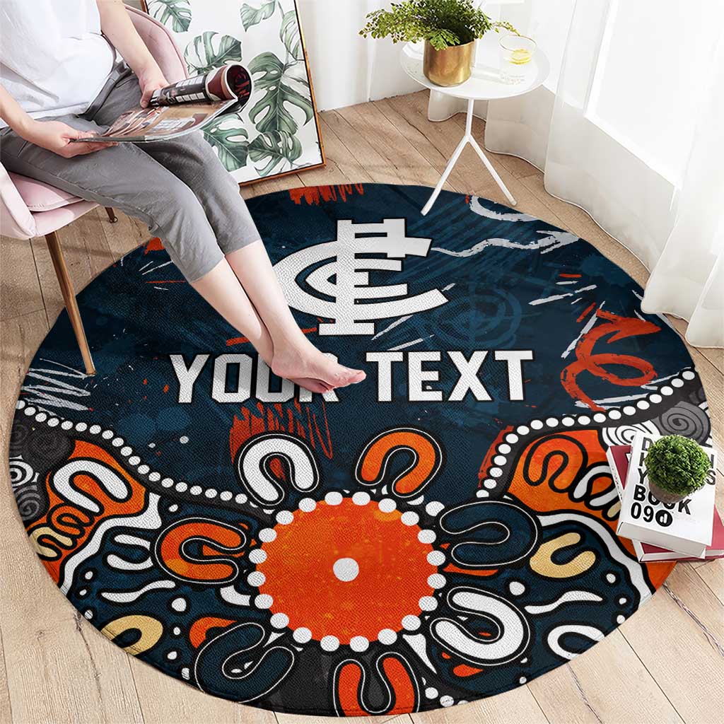 Personalized Carlton Blues Round Carpet Aboriginal Dot Painting Graffiti Style