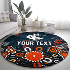 Personalized Carlton Blues Round Carpet Aboriginal Dot Painting Graffiti Style