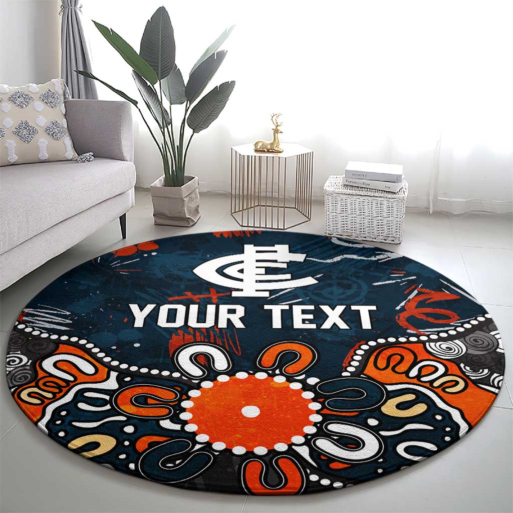 Personalized Carlton Blues Round Carpet Aboriginal Dot Painting Graffiti Style