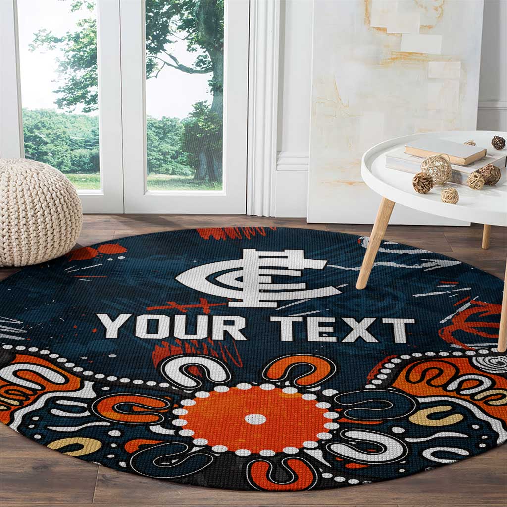 Personalized Carlton Blues Round Carpet Aboriginal Dot Painting Graffiti Style