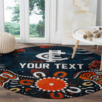 Personalized Carlton Blues Round Carpet Aboriginal Dot Painting Graffiti Style