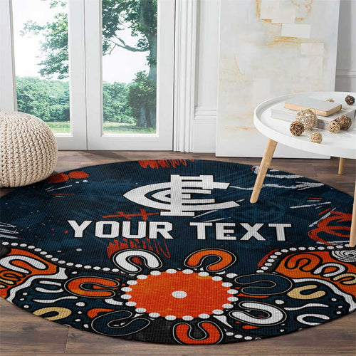 Personalized Carlton Blues Round Carpet Aboriginal Dot Painting Graffiti Style