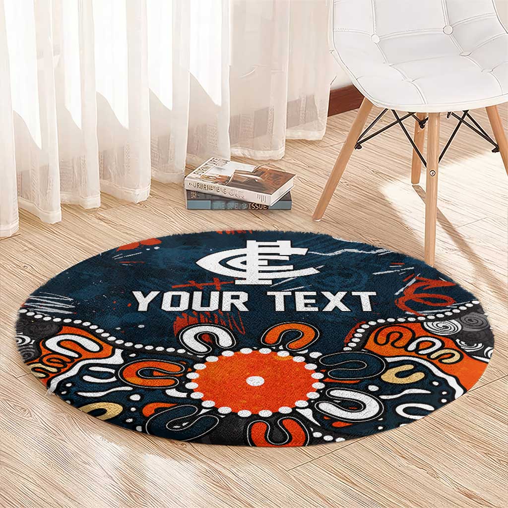 Personalized Carlton Blues Round Carpet Aboriginal Dot Painting Graffiti Style