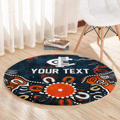 Personalized Carlton Blues Round Carpet Aboriginal Dot Painting Graffiti Style