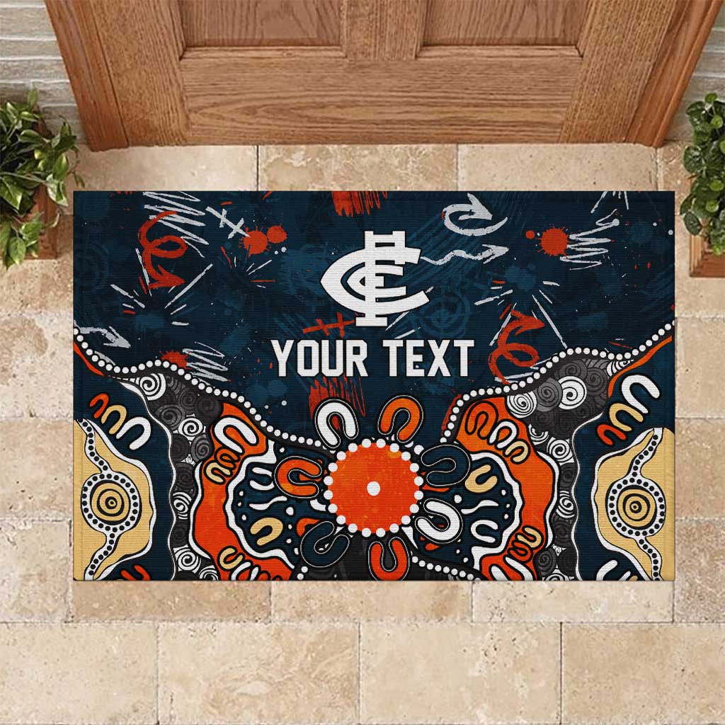 Personalized Carlton Blues Rubber Doormat Aboriginal Dot Painting Graffiti Style