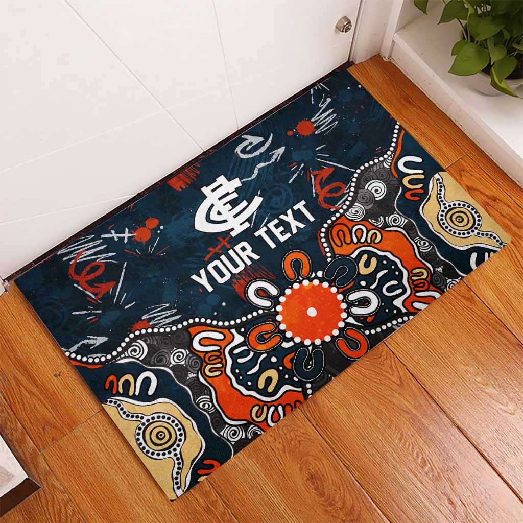 Personalized Carlton Blues Rubber Doormat Aboriginal Dot Painting Graffiti Style