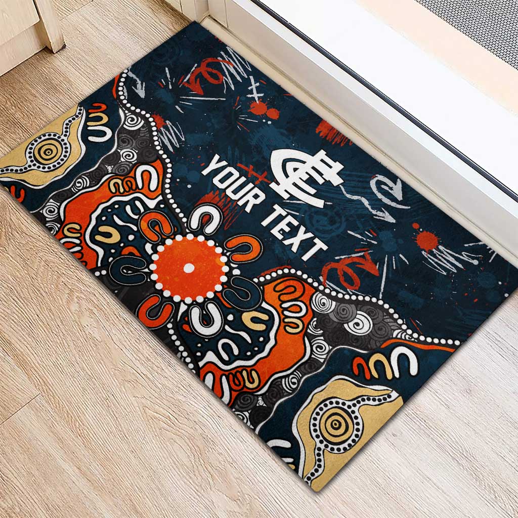 Personalized Carlton Blues Rubber Doormat Aboriginal Dot Painting Graffiti Style