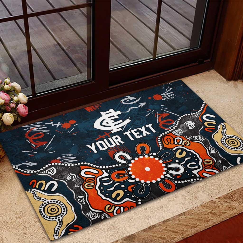 Personalized Carlton Blues Rubber Doormat Aboriginal Dot Painting Graffiti Style