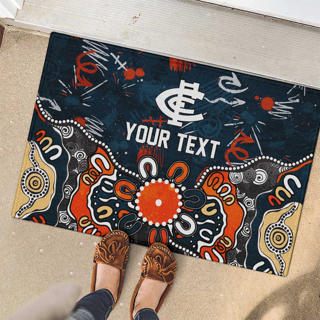 Personalized Carlton Blues Rubber Doormat Aboriginal Dot Painting Graffiti Style