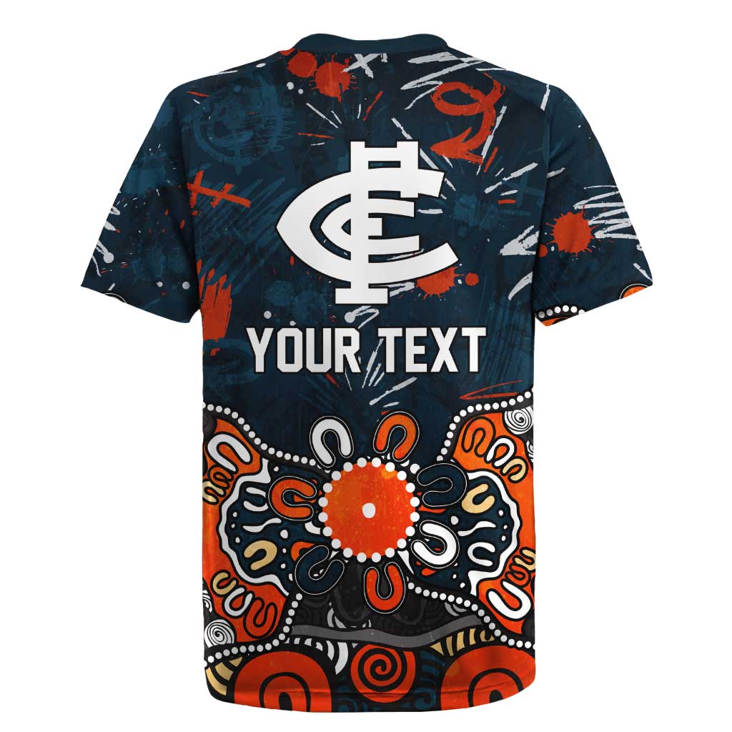 Personalized Carlton Blues Rugby Jersey Aboriginal Dot Painting Graffiti Style