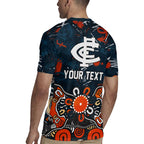 Personalized Carlton Blues Rugby Jersey Aboriginal Dot Painting Graffiti Style