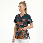 Personalized Carlton Blues Scrub Top Aboriginal Dot Painting Graffiti Style