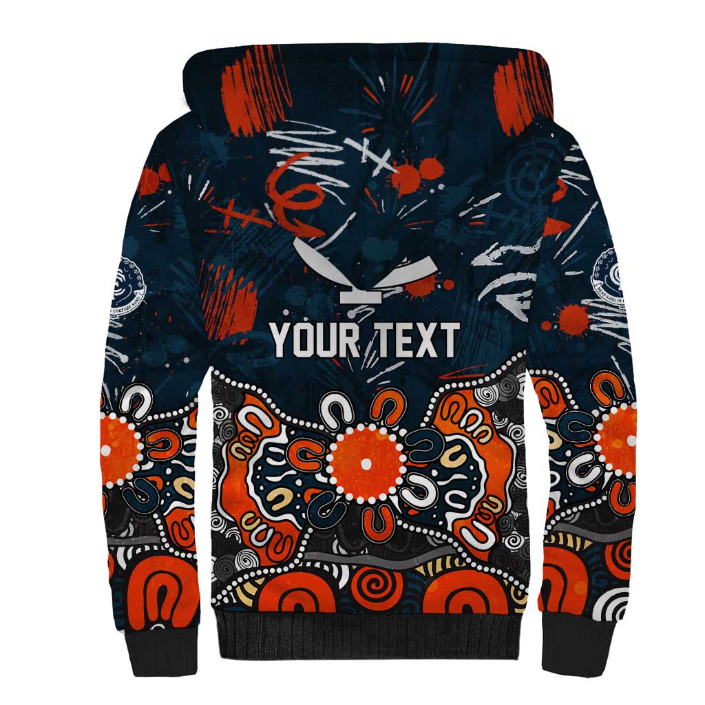 Personalized Carlton Blues Sherpa Hoodie Aboriginal Dot Painting Graffiti Style