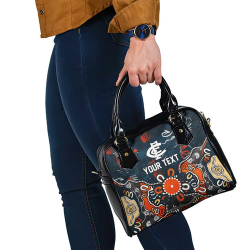 Personalized Carlton Blues Shoulder Handbag Aboriginal Dot Painting Graffiti Style