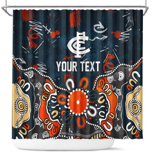Personalized Carlton Blues Shower Curtain Aboriginal Dot Painting Graffiti Style